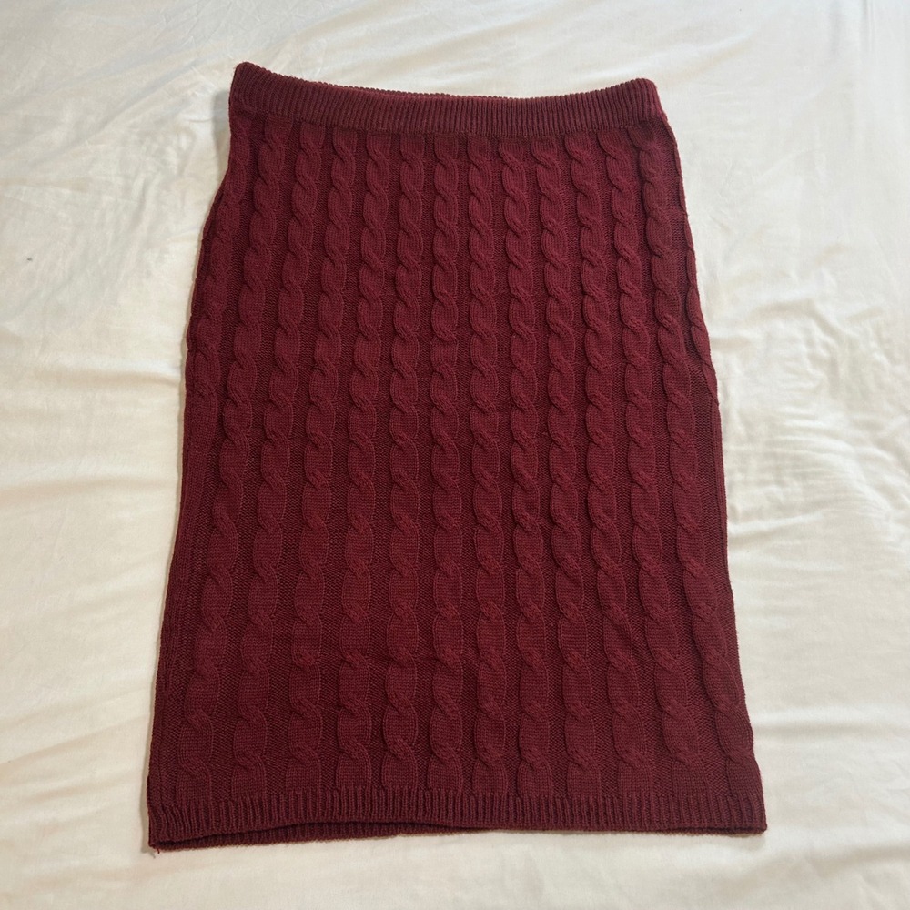 Almost Famous Burgundy Cable Knit Midi Skirt Plus Size 2X Wine Red Pencil Skirt